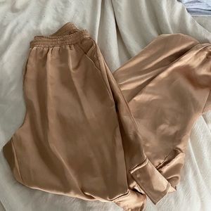 Satin cargo joggers